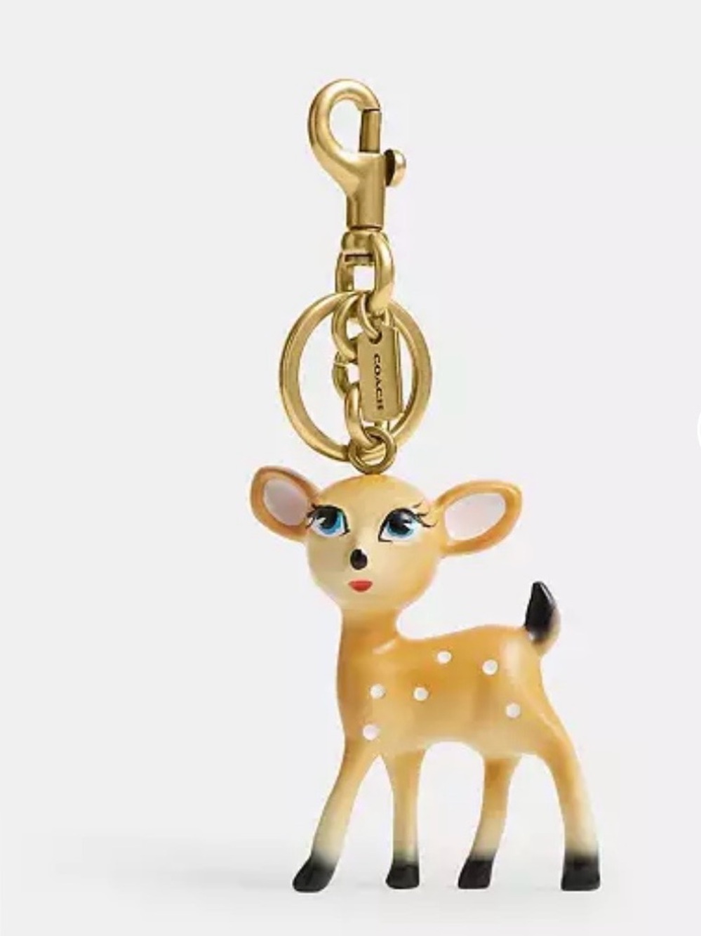 Coach Golden Brown Bambi Deer Fawn Key Charm with Gold Hardware